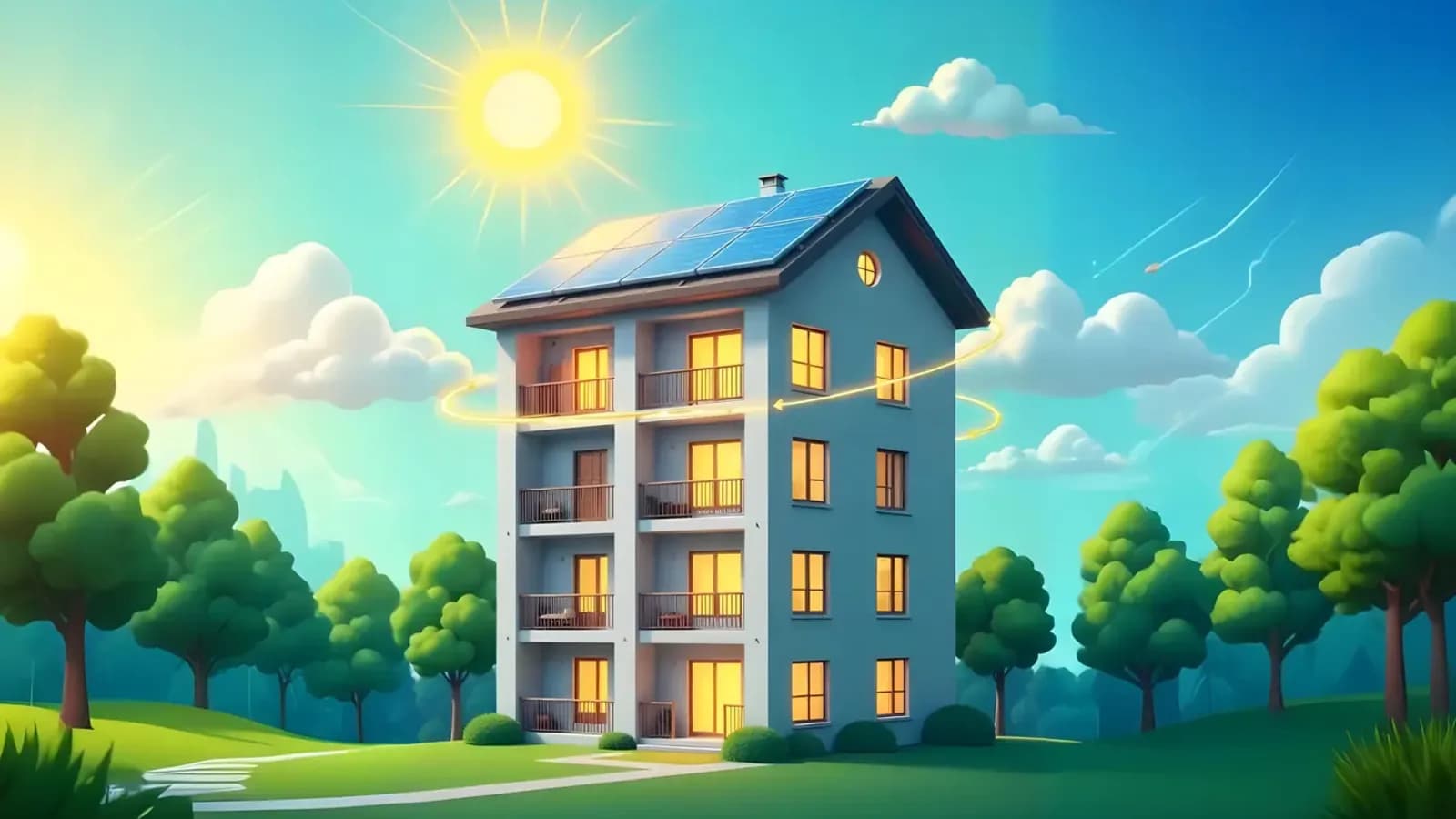 Bewohner in moderner Wohnanlage